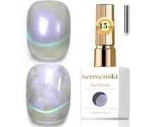 Senvenski Jelly Glass Cat Eye Gel Nail Polish with Magnet 15ML Magnetic 3D Galaxy Holographic Glitter Translucent Sheer Color Gel Polish Salon Home DIY (Aurora Mermaid Purple, MY1-040)