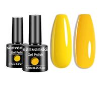 Senvenski Lemon Yellow Gel Nail Polish Kit - UV/LED Soak Off Nail Art Set with Nude Light Bright Milky Goose Canary Yellow Colours | Manicure Gift Kit for Women Salon Home Use (CS2-022)