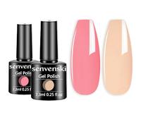 Senvenski Nude Pink Gel Nail Polish Kit - UV/LED Soak Off Nail Art Set with Light Baby Pink Soft Pale Colors | Manicure Gift Kit for Women Salon Home Use (CS2-027)