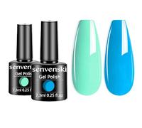 Senvenski Teal Gel Nail Polish Kit - UV/LED Soak Off Nail Art Set with Bright Blue Mint Aqua Green Emerald Turquoise Colors | Manicure Gift Kit for Women Salon Home Use (CS2-028)