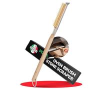 Senwosa 56 cm Pizza Oven Brush with Stone Scraper - Heat Resistant | Stainless Steel Bristles, Long Handle, Lightweight, Compatible with Ooni, Gozney & Similar Pizza Ovens