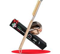 Senwosa Pizza Oven Brush with Stone Scraper 56 cm - Heat Resistant Stainless Steel Bristles, Long Handle - Universal Fit for Most Pizza Ovens