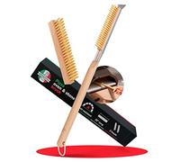Senwosa Pizza Oven Brush with Stone Scraper - 66 cm - Stainless Steel Bristles, Extra Long Handle, Heat-Resistant - Compatible with Ooni Ovens - Includes Spare Head