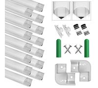 SENXINGYAN LED Aluminum Profile V-Shape 14x1m, Channel with Cover, Led Aluminum Channel and Diffuser for Led Strip Lights with Milky White Cover, End Caps and Metal Mounting Clips 14-Pack