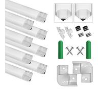 SENXINGYAN LED Aluminum Profile V-Shape 8x1m,Channel with Cover, Led Aluminum Channel and Diffuser for Led Strip Lights with Milky White Cover, End Caps and Metal Mounting Clips 8-Pack