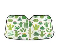 senya Car Windshield Sunshade Green Cacti Pattern, Blocks UV Rays Sun Visor Protector Foldable Sun Shield Keep Your Vehicle Cool, Fits Windshields of Most Sizes