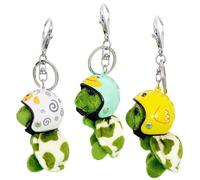 Senyanoe Pack of 3 Plush Turtle Keyrings, Cute Plush Pendant Key Fob, Cute Cartoon Mini Tortoise Doll, Cute Turtle with Hat for Home, Green, One size