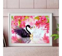 Senyanr 5D Black White Swan Diamond Art Kits for Adults,DIY Full Drill Diamond Painting for Beginners,Square Diamond Arts Kits Gem Painting Crafts for Home Wall Decor 22x14 inch