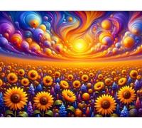Senyanr 5D Diamond Painting Kits for Adults Sunflower Fields, DIY Sun Full Round Drill Diamond Art Kits Adults, Crystal Rhinestone Embroidery Canvas Painting for Home Decor 42x50in