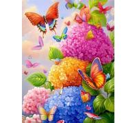 Senyanr 5D Hydrangea Diamond Painting Kits for Adults, Butterfly Diamond Art Kits for Beginners, Square Full Drill DlY Crystal Embroidery Paint with Diamonds Craft kit for Home Wall Decor 25x45cm