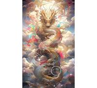 Senyanr 5D Large Diamond Art Painting Kits for Adults Golden Animal Dragon,70x150cm/28x59inch DIY Round Full Drill Picture,Large Crystal Art kit for Adults,Cross Stitch Embroidery Canvas Kits