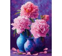 Senyanr 5D Pink Peonies Diamond Painting Kits for Adults, Vases Diamond Art Kits for Beginners, Square Full Drill DlY Crystal Embroidery Paint with Diamonds Craft kit for Home Wall Decor 35x55cm