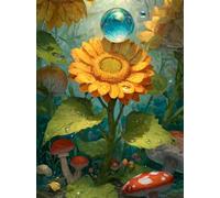 Senyanr 5D Sunflower Diamond Painting Kits for Adults, Rain Petals Diamond Art Kits for Beginners, Square Full Drill DlY Crystal Embroidery Paint with Diamonds Craft kit for Home Wall Decor 65x85cm