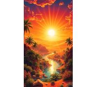 Senyanr Large Round Drill Diamond Painting Kits,Tropical Desert Rivers DIY Big Diamond Painting 80x170cm,5D Diamond Art Kits for Adults,Crystal Rhinestone Arts and Crafts,Home Wall Decor Gift