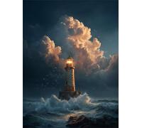 Senyanr Paint by Numbers for Adults Lighthouse Cloud,Paint by Numbers Canvas Kits,DIY Oil Painting Kits with Brushes Acrylic Pigment Drawing Paintwork for Home Decor 30x40cm(with Frame)