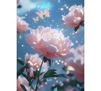 Senyanr Paint by Numbers for Adults Pink Plants,Paint by Numbers Canvas Kits,DIY Oil Painting Kits with Brushes Acrylic Pigment Drawing Paintwork for Home Decor 60x90cm(with Frame)