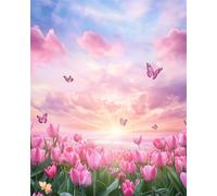 Senyanr Paint by Numbers for Adults Tulips Clouds,Paint by Numbers Canvas Kits,DIY Oil Painting Kits with Brushes Acrylic Pigment Drawing Paintwork for Home Decor 40x50cm(Frameless)