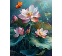 Senyanr Paint by Numbers for Adults Vintage Lotus,Paint by Numbers Canvas Kits,DIY Oil Painting Kits with Brushes Acrylic Pigment Drawing Paintwork for Home Decor 60x90cm(Frameless)