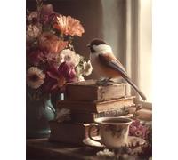 Senyanr Paint by Numbers Kits for Adults Frameless Birds Coffee,Painting by Numbers On Canvas for Beginner,DIY Color Acrylic Paints Oil Painting Art Crafts for Home Wall Decor Gift 60x90cm