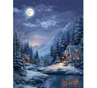 Senyanr Paint by Numbers Kits for Adults Frameless Christmas Night,Painting by Numbers On Canvas for Beginner,DIY Color Acrylic Paints Oil Painting Art Crafts for Home Wall Decor Gift 50x65cm