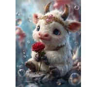 Senyanr Paint by Numbers Kits for Adults Frameless Rose Cow,Painting by Numbers On Canvas for Beginner,DIY Color Acrylic Paints Oil Painting Art Crafts for Home Wall Decor Gift 60x75cm