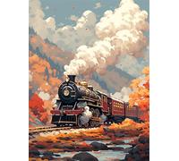 Senyanr Paint by Numbers Kits for Adults Frameless Steam Train,Painting by Numbers On Canvas for Beginner,DIY Color Acrylic Paints Oil Painting Art Crafts for Home Wall Decor Gift 30x40cm