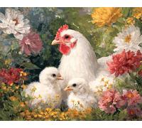 Senyanr Paint by Numbers Kits for Adults Frameless White Chicken,Painting by Numbers On Canvas for Beginner,DIY Color Acrylic Paints Oil Painting Art Crafts for Home Wall Decor Gift 55x70cm