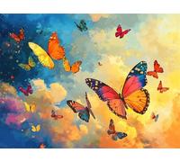Senyanr Paint by Numbers Kits for Adults with Frame Butterflies Sky,Painting by Numbers On Canvas for Beginner,DIY Color Acrylic Paints Oil Painting Art Crafts for Home Wall Decor Gift 55x70cm