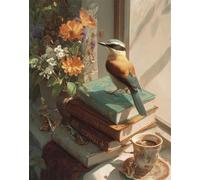Senyanr Paint by Numbers Kits for Adults with Frame Coffee Birds,Painting by Numbers On Canvas for Beginner,DIY Color Acrylic Paints Oil Painting Art Crafts for Home Wall Decor Gift 50x65cm