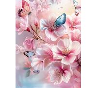 Senyanr Paint by Numbers Kits for Adults with Frame Pink Flowers,Painting by Numbers On Canvas for Beginner,DIY Color Acrylic Paints Oil Painting Art Crafts for Home Wall Decor Gift 60x90cm