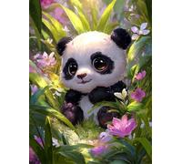 Senyanr Panda Diamond Art Kits for Adults, 105x125cm Grass 5D Round Diamond Painting Kits for Beginner, DIY Full Drill Gem Art Crystal Cross Stitch Craft Set for Home Wall Decor Gifts