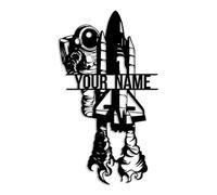 Senyer Custom Rocket Metal Wall Art, Space & Spaceship Themed, Kids Room & Nursery Decor, Black Powder Coated, 12-30 Inches, Unisex, Wall Mounted, Framed, Waterproof