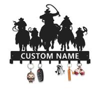 Senyer Personalized Cowboy Metal Key Rack & Coat Hook Rack, Custom 10-24 Inch Holder, Set of 4-10 Hooks for Light Jackets, Hats & Small Tools, Rustic Entryway Organizer (Style-3)