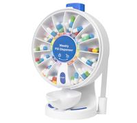 Senyerkare 14 Days Pill Organizer, Large Pill Box with Wall-Mounted or Standing Use for Elderly, Weekly Pill Case with Easy Press Button, Pill Organizer for Medicine, Vitamin or Supplements, Blue