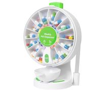 Senyerkare Daily Pill Organizer with Wall-Mounted or Standing Use for Elderly, 14 Days Large Pill Box, Pill Dispenser with Easy Press Button, Pill Organizer for Medicine, Vitamin or Supplements, Green