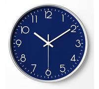 SENYURI Navy Blue Modern Wall Clock for Living Room Decor, 14 Inch Large Wall Clock Silent Battery Operated, Classic Round Analog Clock for Bedroom, Kitchen, Office, Bathroom, Outdoor Patio, Pool