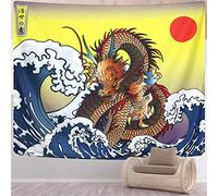 SENYYI Japanese Ukiyo-e Tapestry Wall Hanging Great Wave Kanagawa Tapestry Ocean Sunset Tapestry 3D Dragon Home Decor for Room (59.1 x 82.7 inches)