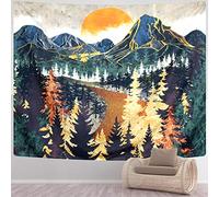SENYYI Mountain Tapestry Wall Hanging Forest Trees Art Tapestry Sunset Tapestry Road in Nature Landscape Home Decor for Room (51.2 x 59.1 inches)