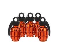SENZEAL 5x Grenade Bomb Tyre Valve Caps Aluminum Alloy Car Motorbike Dust Stem Caps Orange