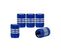 SENZEAL 5x Silver Around Tyre Dust Caps Aluminum Alloy Wheel Dust Valve Covers Blue