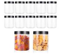 SenZee Plastic Jars with Lids 210ml 12 Pcs Clear Plastic Storage Jar with Screw Top Lid Small Spice Cake Jars Pots for Kitchen Cosmetics Containers