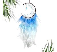 SENZZ Blue Feather Dream Catcher - Blue Moon Dream Catcher with Decorative Feathers | Handmade Dream Catcher Ornaments, Wall Decorations for Living Room, Bedroom, Offices