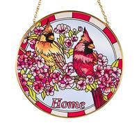 SENZZ Cardinal Stained Glass Ornament Cardinal - Suncatcher with Coloured Acrylic Glass Panel - Christmas Decoration, Coloured Glass Panel for the Home Window
