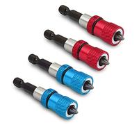 SeonFook 4PCS Magnetic Bit Holder with Phillips PH2 Screwdriver Bits, 1/4 Inch Hex Shank Driver Bits Adjustable Depth Screw Holder 60mm Length Drywall Screw Bits Setter Dimpler (Red+Blue)