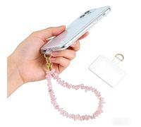 Seople Natural Stone Beaded Healing Phone Charm,Detachable Anti Theft Hands Free Cell Phone keychain Wrist Strap lanyard with Tether Tab (Super Powder)
