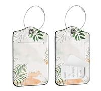 Seorsok 2Pcs Luggage Travel Tags for Suitcases,Elegant PU Leather Name Tag with Privacy Cover&ID Label Address Card and Durable Metal Ring Suitable for Men Women Handbags Backpack,Tropical Flowers