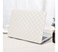 Seorsok Compatible with MacBook Air 13 Case2022 2021 2020 2019 2018 Release A1932 A2179 M1 A2337 Touch ID,Elegant Leather Plastic Hard Shell Case Transparent Keyboard Cover,Beige PVC Grid