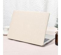 Seorsok Compatible with MacBook Air 13 Inch Case 2022-2018 Release A1932 A2179 M1 A2337 Touch ID,Elegant Leather Plastic Hard Shell Case with Keyboard Cover,Beige Woven Fabric No Logo Cutout Design
