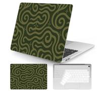 Seorsok Compatible with MacBook Air 13 Inch Case 2022-2018 Release A1932 A2179 M1 A2337 Touch ID,Green Wave Lines Plastic Hard Shell Case with Keyboard Cover,Little Stars