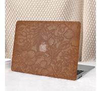 Seorsok Compatible with MacBook Air 13 Inch Case 2022 2021 2020-2018 Release A1932 A2179 M1 A2337,Elegant Leaves Flowers Leather Plastic Hard Shell Case with Keyboard Cover,Dark Brown Blooming Floral